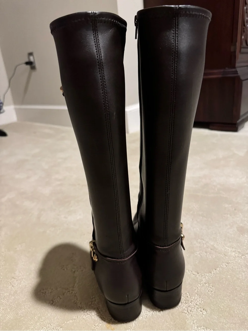 GUESS dark-brown knee-high riding boots - Dark Brown 7M